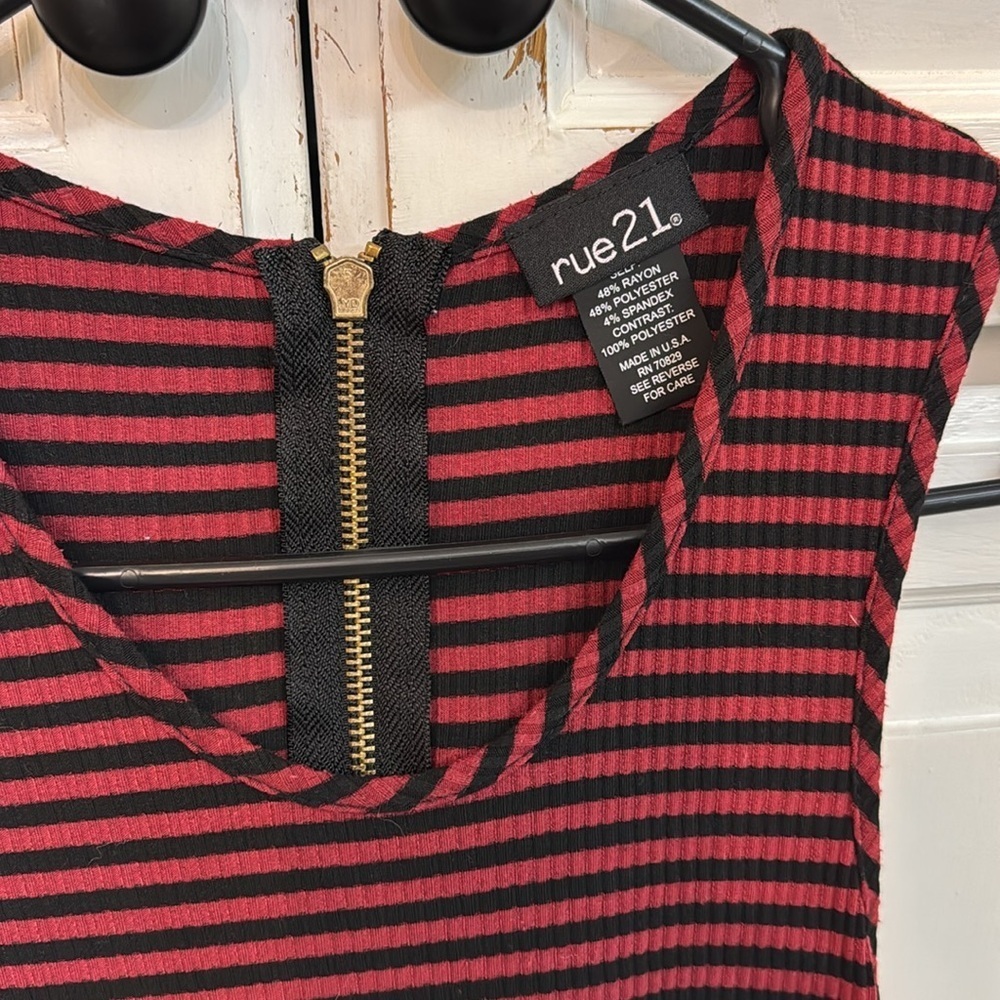 Rue21 Red and Black 90s Grunge Striped Dress. Y2K goth core Size S. - Picture 2 of 5